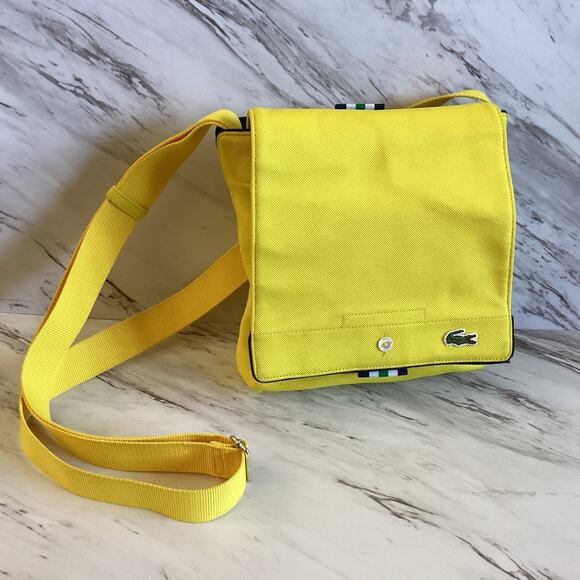 Y2K Lacoste Neocroc Mini Messenger Bag - Yellow, Preppy Sporty Christmas Gift - Picture 6 of 11